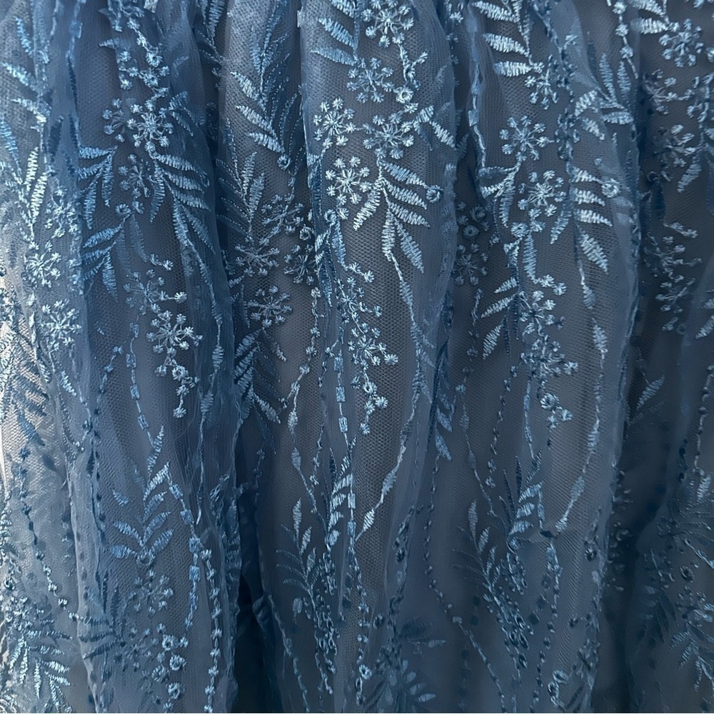 Audrey Parks x Francesca’s Blue Embroidered Tulle Mini Dress – Size M NWT - Picture 4 of 6